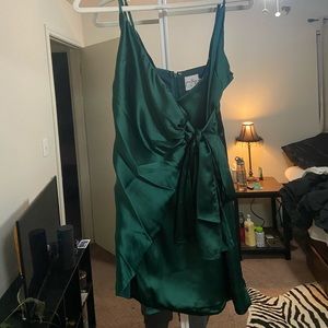 Green Silky Mini Dress